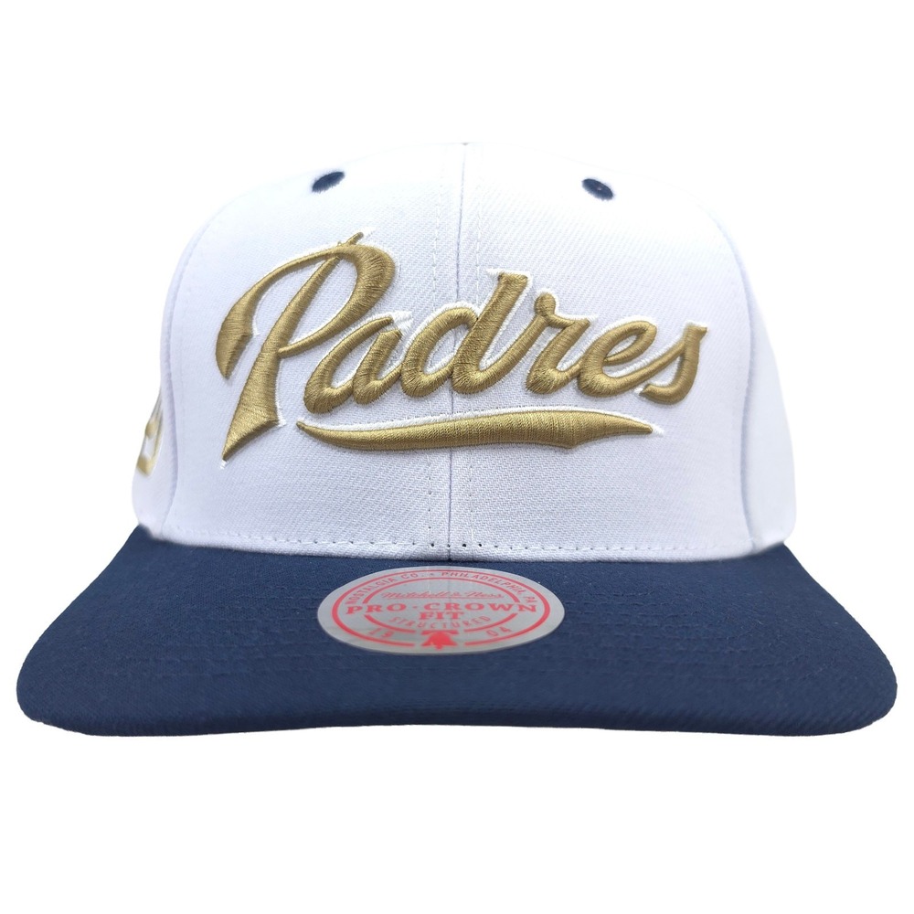 San DIego Padres Mitchell & Ness NHL Snapback Hat Cap Script 3D Logo White NWT